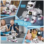 Robô Cachorro Programável Preto com Detalhes Vermelhos | Interactive Robotic Dog Toy | Controle Remoto | Voz e Imitação de Sons para Crianças - Imagem 4