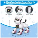Robô Cachorro Programável Preto com Detalhes Vermelhos | Interactive Robotic Dog Toy | Controle Remoto | Voz e Imitação de Sons para Crianças - Imagem 5