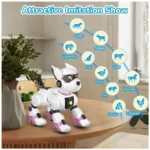 Robô Cachorro Programável Preto com Detalhes Vermelhos | Interactive Robotic Dog Toy | Controle Remoto | Voz e Imitação de Sons para Crianças - Imagem 6