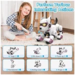 Robô Cachorro Programável Preto com Detalhes Vermelhos | Interactive Robotic Dog Toy | Controle Remoto | Voz e Imitação de Sons para Crianças - Imagem 7