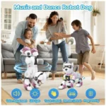 Robô Cachorro Programável Preto com Detalhes Vermelhos | Interactive Robotic Dog Toy | Controle Remoto | Voz e Imitação de Sons para Crianças - Imagem 2