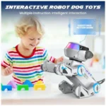 Robô Cachorro Programável Cinza – SIMREX, Cão Robótico Interativo com Bluetooth | Controle Remoto | Sensores de Toque e Dança - Imagem 2