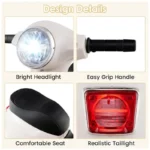 Moto Elétrica Infantil Vespa OLAKIDS Branca 6V Licenciada Rodas de Treinamento Farol LED Buzina Estrutura Metálica 3 Rodas - Imagem 6
