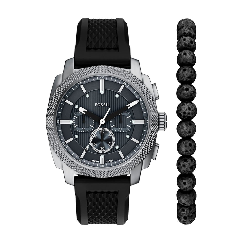 Kit Fossil Masculino Machine Prata – FS6145SET/2PN