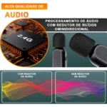 Microfone Lapela Duplo Sem Fio Case Recarregavel Tipo C Anti Ruido Vlog Gravação Profissional - Imagem 2