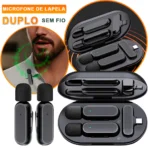 Microfone Lapela Duplo Sem Fio Case Recarregavel Tipo C Anti Ruido Vlog Gravação Profissional - Imagem 3