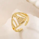 Anel Ajustável Feminino Nossa Senhora - Banhado a Ouro 18k