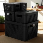 Kit 5 Caixas Organizadoras com Tampa Cesto Grande de Plástico 2 Litros 4,5 Litros 17 Litros - Imagem 13