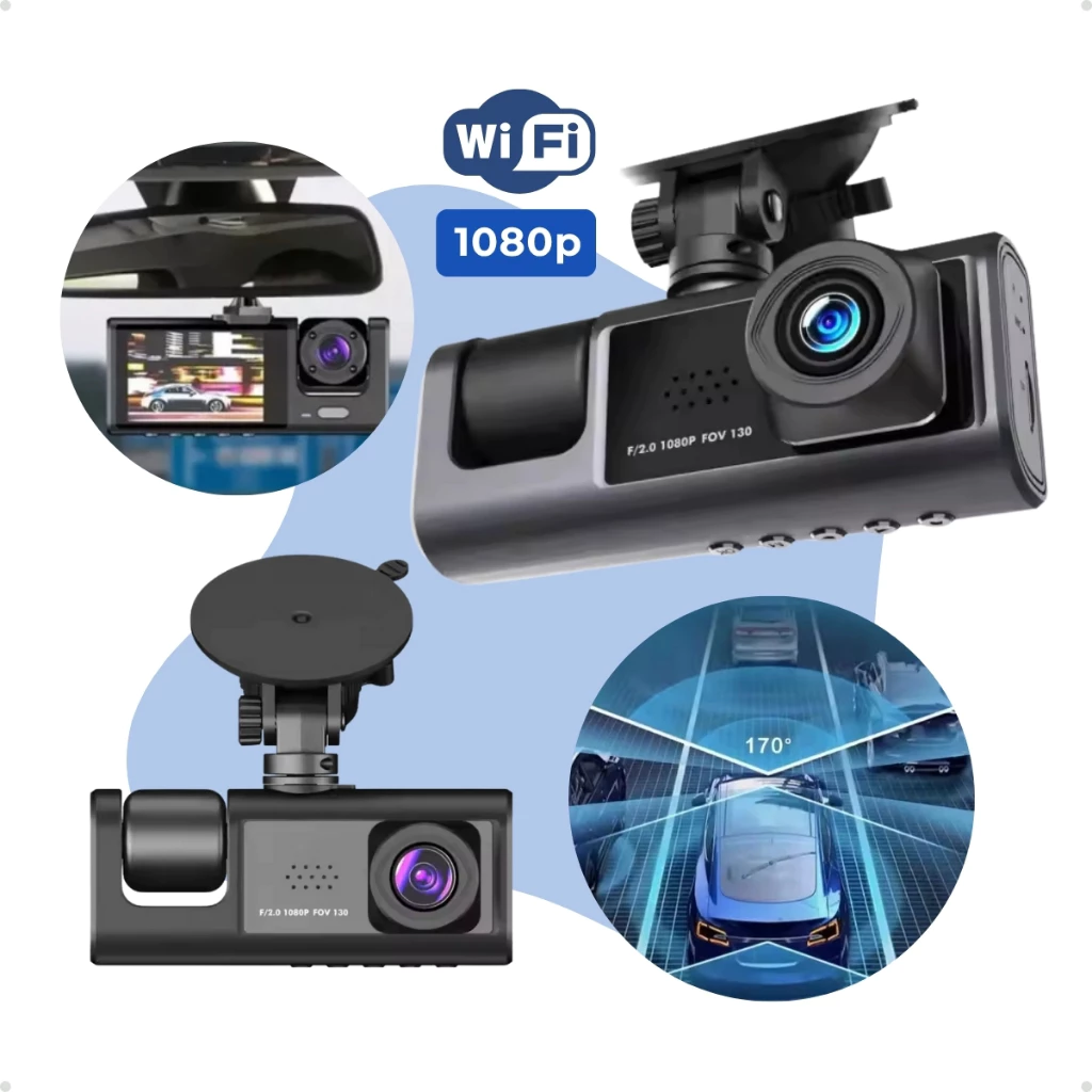 br-11134207-7r98o-md3cjei44p4ie0 Camera De Carro Interna e Externa Para Gravação Frontal E Traseira Visão Noturna 1080p HD Wifi - Imagem 1