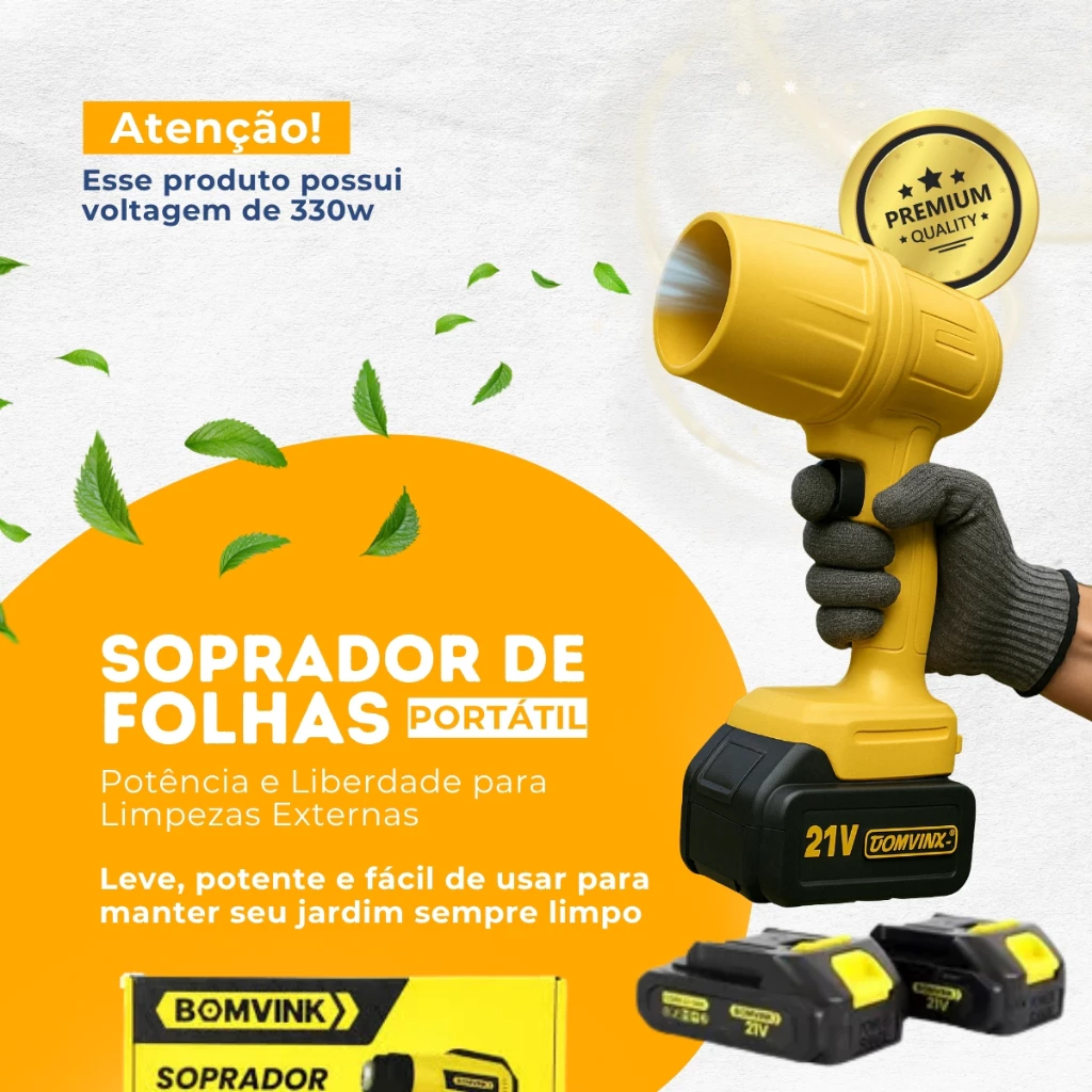 br-11134207-7r98o-md4naqvop73m76 Soprador De Folhas Elétrico Bivolt Com 2 Baterias 21V 330w Portátil - Imagem 1