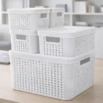 Kit 5 Caixas Organizadoras com Tampa Cesto Grande de Plástico 2 Litros 4,5 Litros 17 Litros - Imagem 4