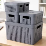 Kit 5 Caixas Organizadoras com Tampa Cesto Grande de Plástico 2 Litros 4,5 Litros 17 Litros - Imagem 15