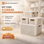 Kit 5 Caixas Organizadoras com Tampa Cesto Grande de Plástico 2 Litros 4,5 Litros 17 Litros - Imagem 5