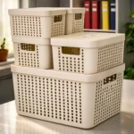 Kit 5 Caixas Organizadoras com Tampa Cesto Grande de Plástico 2 Litros 4,5 Litros 17 Litros - Imagem 11