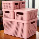Kit 5 Caixas Organizadoras com Tampa Cesto Grande de Plástico 2 Litros 4,5 Litros 17 Litros - Imagem 12