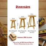 Kit 3 Mesinhas Lateral Decoração | Pé Cruz Madeira MDF - Imagem 2