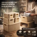 Kit 5 Caixas Organizadoras com Tampa Cesto Grande de Plástico 2 Litros 4,5 Litros 17 Litros - Imagem 7