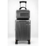 Kit Mala Bordo 20" 10kg + Frasqueira ABS Roda Dupla 360° TSA Cinza