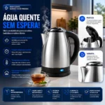 Jarra Eletrica Inox 1.8L Ferve | Base Giratoria 360 Desligamento Automatico 1000W 1500W - Imagem 3