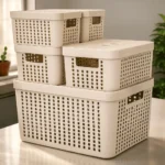 Kit 5 Caixas Organizadoras com Tampa Cesto Grande de Plástico 2 Litros 4,5 Litros 17 Litros