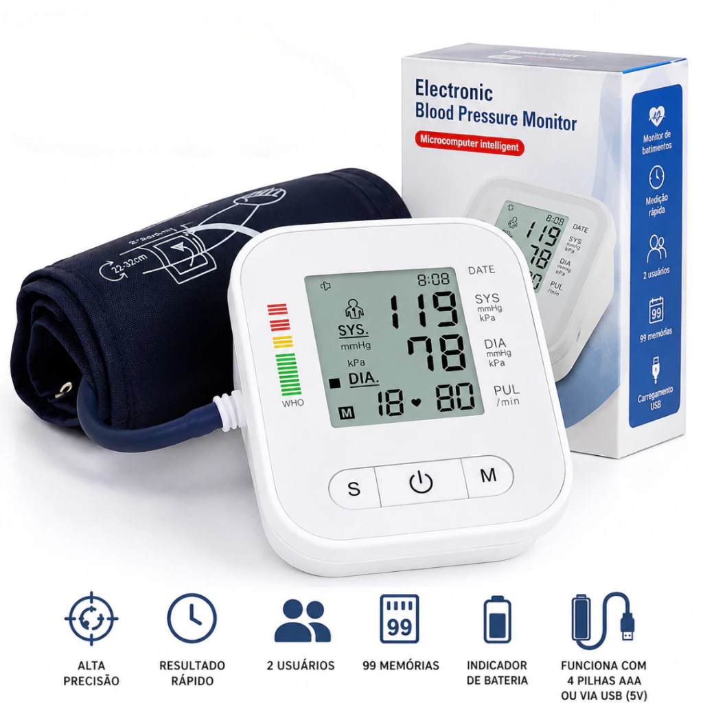 br-11134207-820lk-mqc5ldqxq0w39c Aparelho De Pressão Medir Medição No Braço com Voz Digital Elétrico Alta Precisão Arterial - Imagem 1