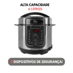 Panela de Pressão Elétrica Digital 6 Litros Preta ou Inox - Kian - Imagem 4