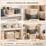 Kit 5 Caixas Organizadoras com Tampa Cesto Grande de Plástico 2 Litros 4,5 Litros 17 Litros - Imagem 10
