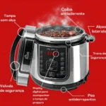 Panela de Pressão Elétrica Digital 6 Litros Preta ou Inox - Kian - Imagem 5