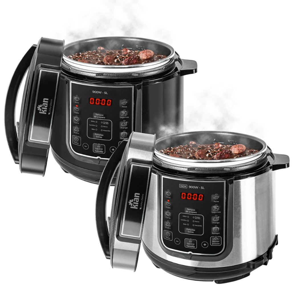 br-11134207-820ls-mm67ryd9ih3b2d Panela de Pressão Elétrica Digital 6 Litros Preta ou Inox - Kian - Imagem 1