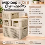 Kit 5 Caixas Organizadoras com Tampa Cesto Grande de Plástico 2 Litros 4,5 Litros 17 Litros - Imagem 2