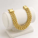 Pulseira Cadeado Quádruplo 16mm - Banhado a Ouro 18k - Imagem 7