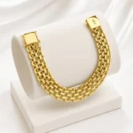 Pulseira Cadeado Quádruplo 16mm - Banhado a Ouro 18k - Imagem 2