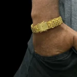 Pulseira Cadeado Quádruplo 16mm - Banhado a Ouro 18k - Imagem 3