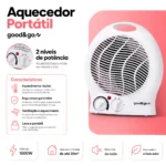 Aquecedor Elétrico Portátil 1500W Ar Quente 110v - Imagem 2