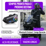 Kit Intercomunicador Bluetooth para Capacete Moto Alcance 15m Bateria Alta Autonomia - Imagem 2