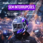 Kit Intercomunicador Bluetooth para Capacete Moto Alcance 15m Bateria Alta Autonomia - Imagem 3