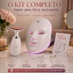 Kit Máscara LED 7 Cores Fototerapia 90 LEDs + Massageador Facial LED Vibratório para Rosto e Pescoço Sem Fio USB - Imagem 5