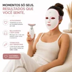 Kit Máscara LED 7 Cores Fototerapia 90 LEDs + Massageador Facial LED Vibratório para Rosto e Pescoço Sem Fio USB - Imagem 8