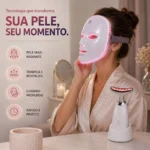 Kit Máscara LED 7 Cores Fototerapia 90 LEDs + Massageador Facial LED Vibratório para Rosto e Pescoço Sem Fio USB - Imagem 2