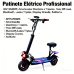 Scooter Elétrico Dobrável 800W 48V13Ah 45km/h Autonomia 45km - Imagem 4