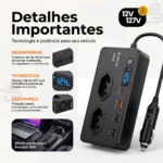 Inversor Adaptador Tomada Veicular 350W 12V p/ 110V Carregador USB Notebook Celular Portátil B-Max - Imagem 7