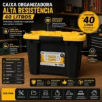 Caixa Organizadora Plástica 40 Litros Alta Resistencia Tampa Trava Preta - Imagem 6